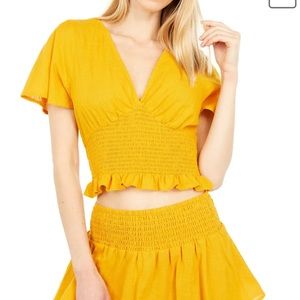 BCBG Smocked Waist Dolman Sleeve Top